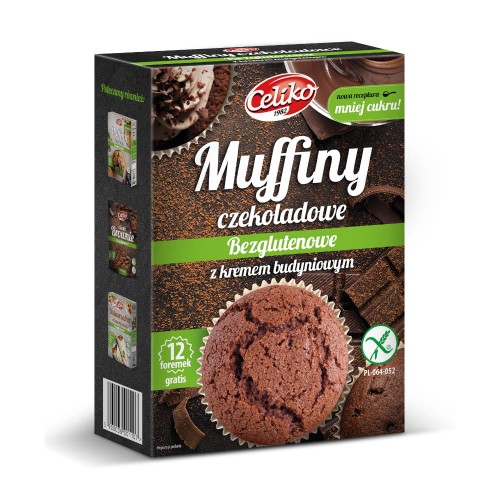 Muffiny czekoladowe z kremem budyniowym Celiko - koncentrat ciasta