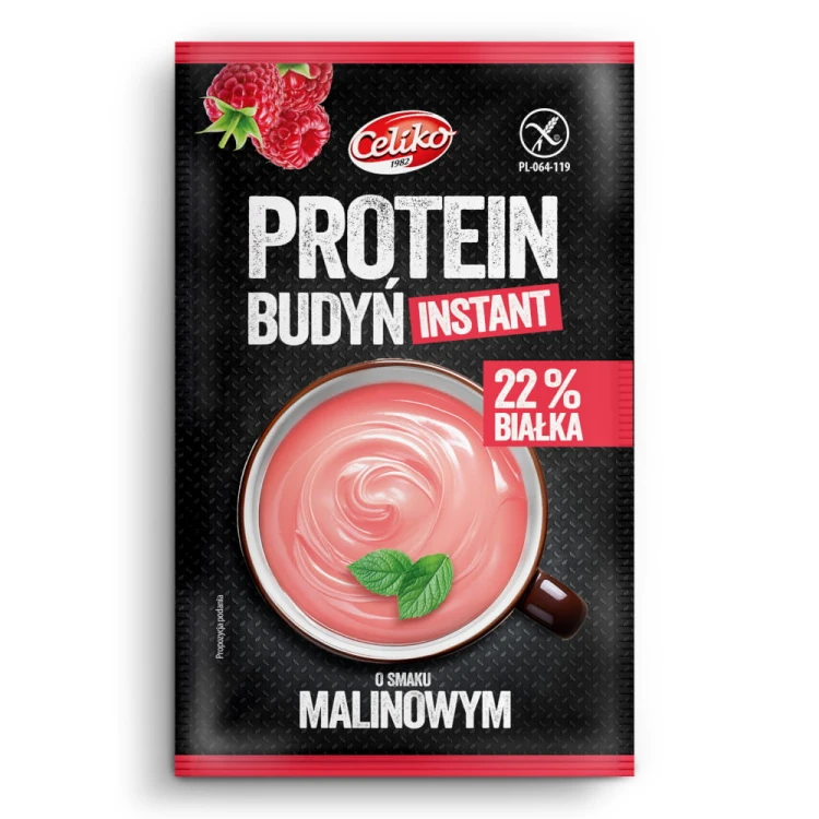 Budyń proteinowy instant o smaku malinowym Celiko