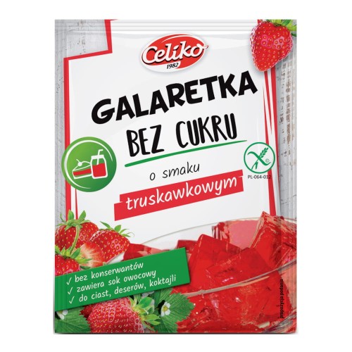 Galaretka bez cukru o smaku truskawkowym Celiko